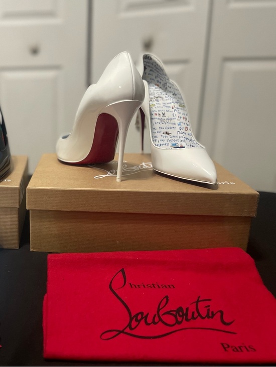 Christian Louboutin Shoes - Christian Louboutin White Patent Leather Stiletto Pumps with Red Sole